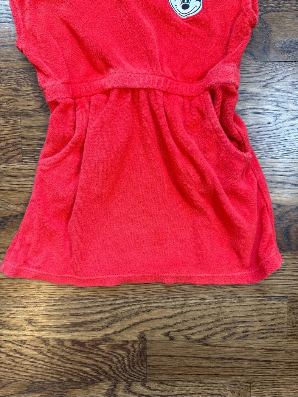 Disney Junior Girls Minnie Mouse Red Hooded Terry Swim Cover w/ Polka Dot Bow 2T